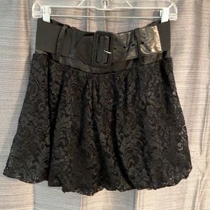 Black lace short skirt with belt size 6
